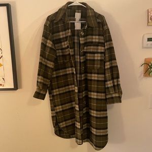 Plaid trench long coat
